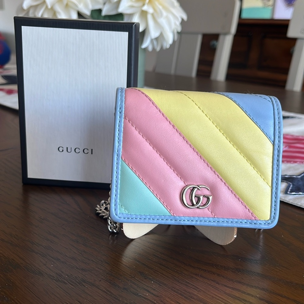 GUCCI GG MARMONT RAINBOW CHAIN WALLET